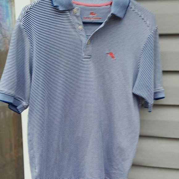 Tommy Bahama Other - Tommy Bahamas Men's Blue Striped Polo Shirt 20ptp 40inch Chest Casual Wear